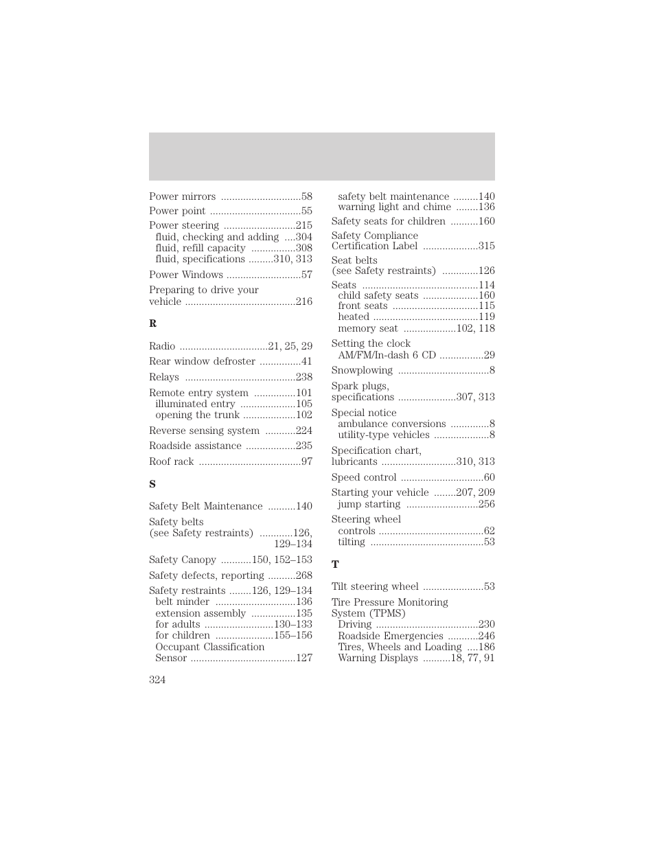 Index | FORD 2006 Explorer v.1 User Manual | Page 324 / 328