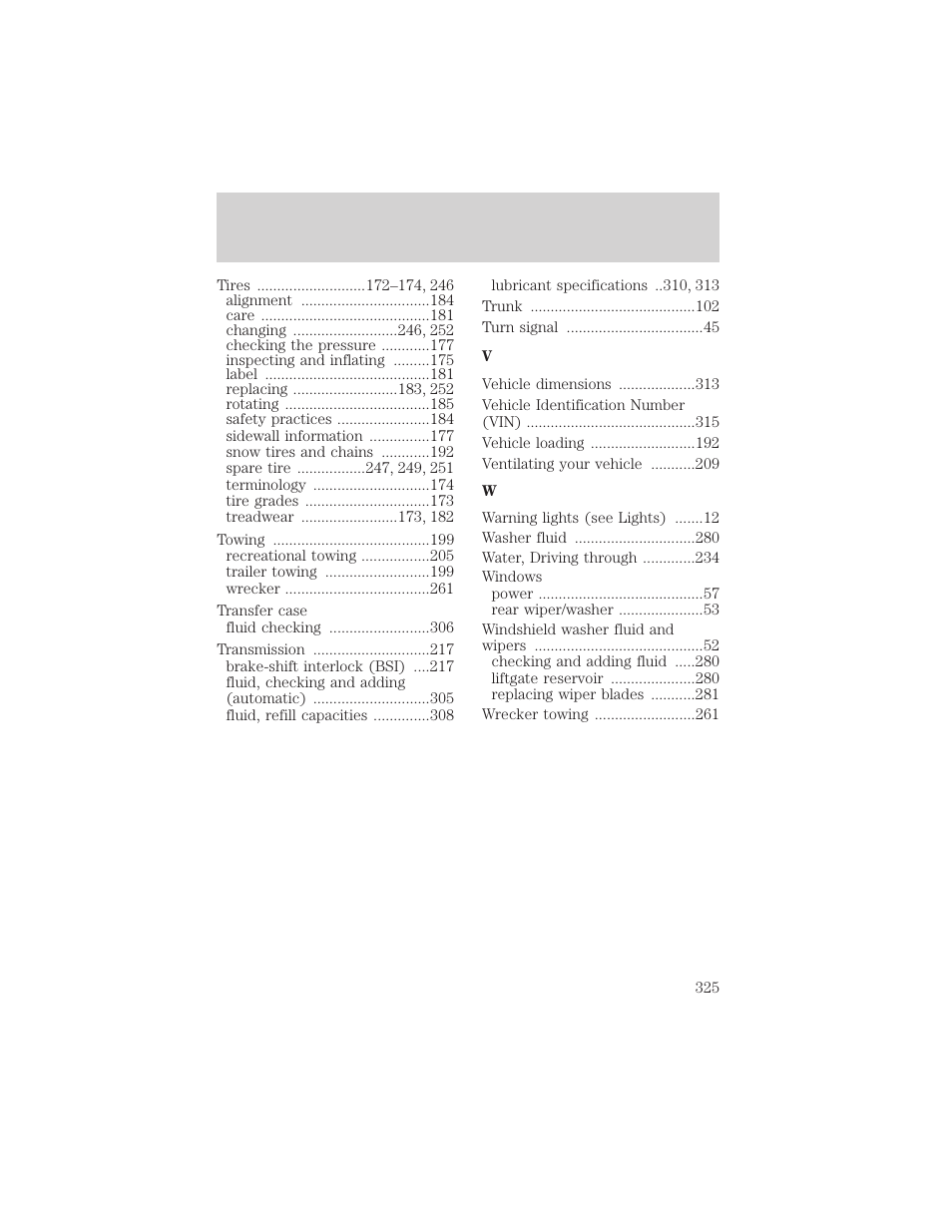 Index | FORD 2006 Explorer v.1 User Manual | Page 325 / 328