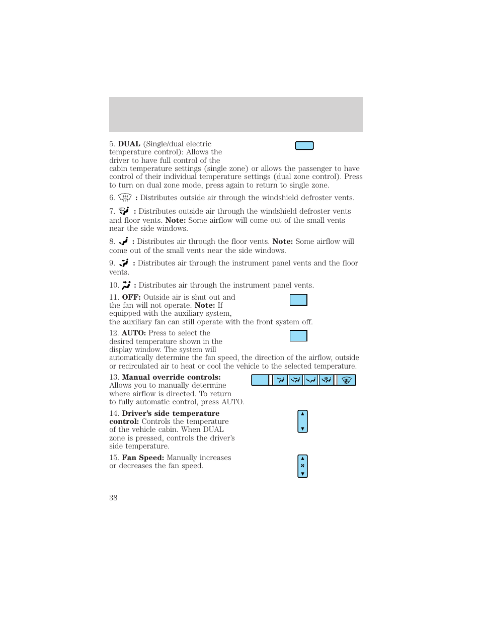 Climate controls | FORD 2006 Explorer v.1 User Manual | Page 38 / 328