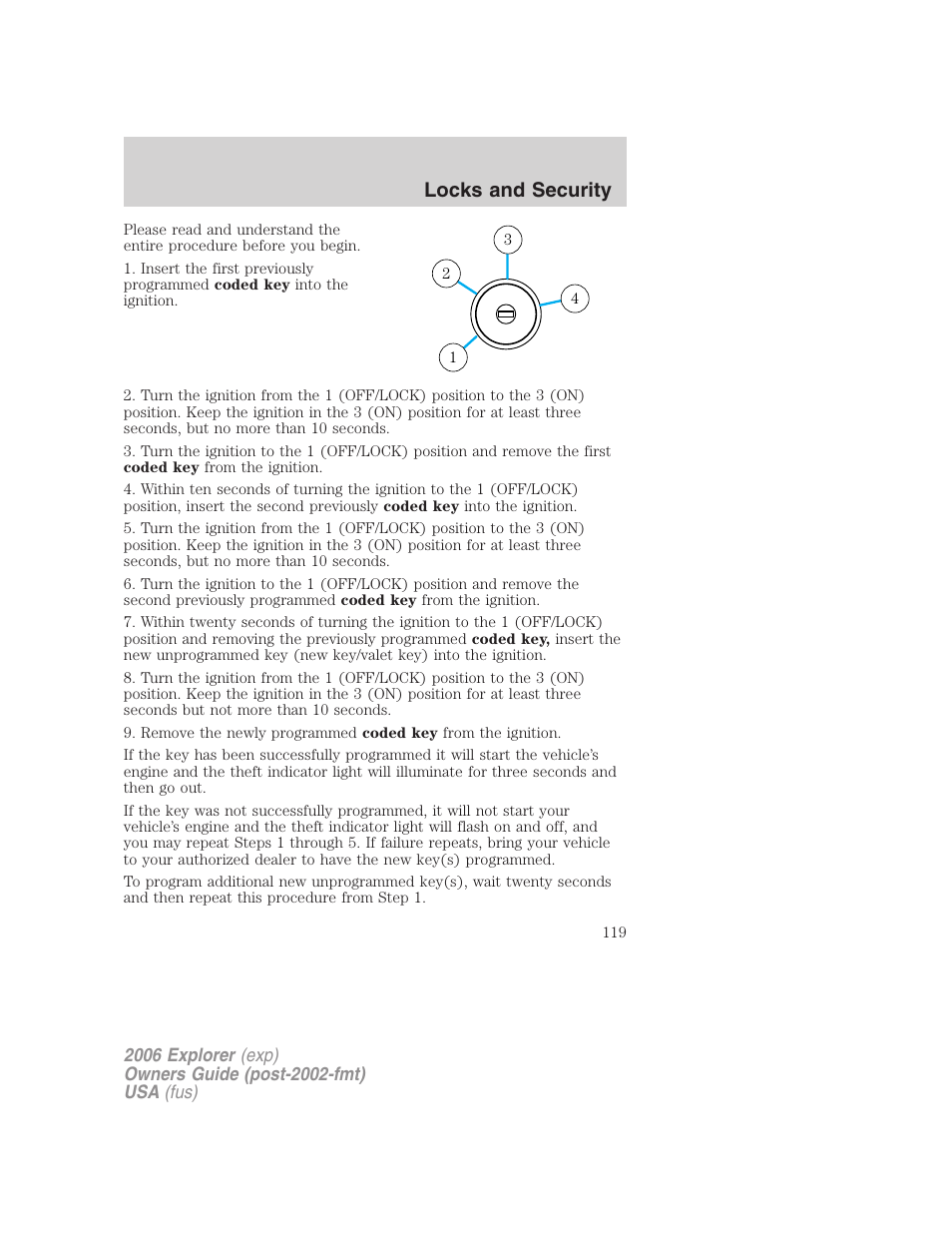 Locks and security | FORD 2006 Explorer v.2 User Manual | Page 119 / 336