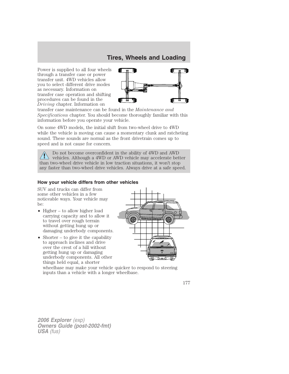 How your vehicle differs from other vehicles, Tires, wheels and loading | FORD 2006 Explorer v.2 User Manual | Page 177 / 336