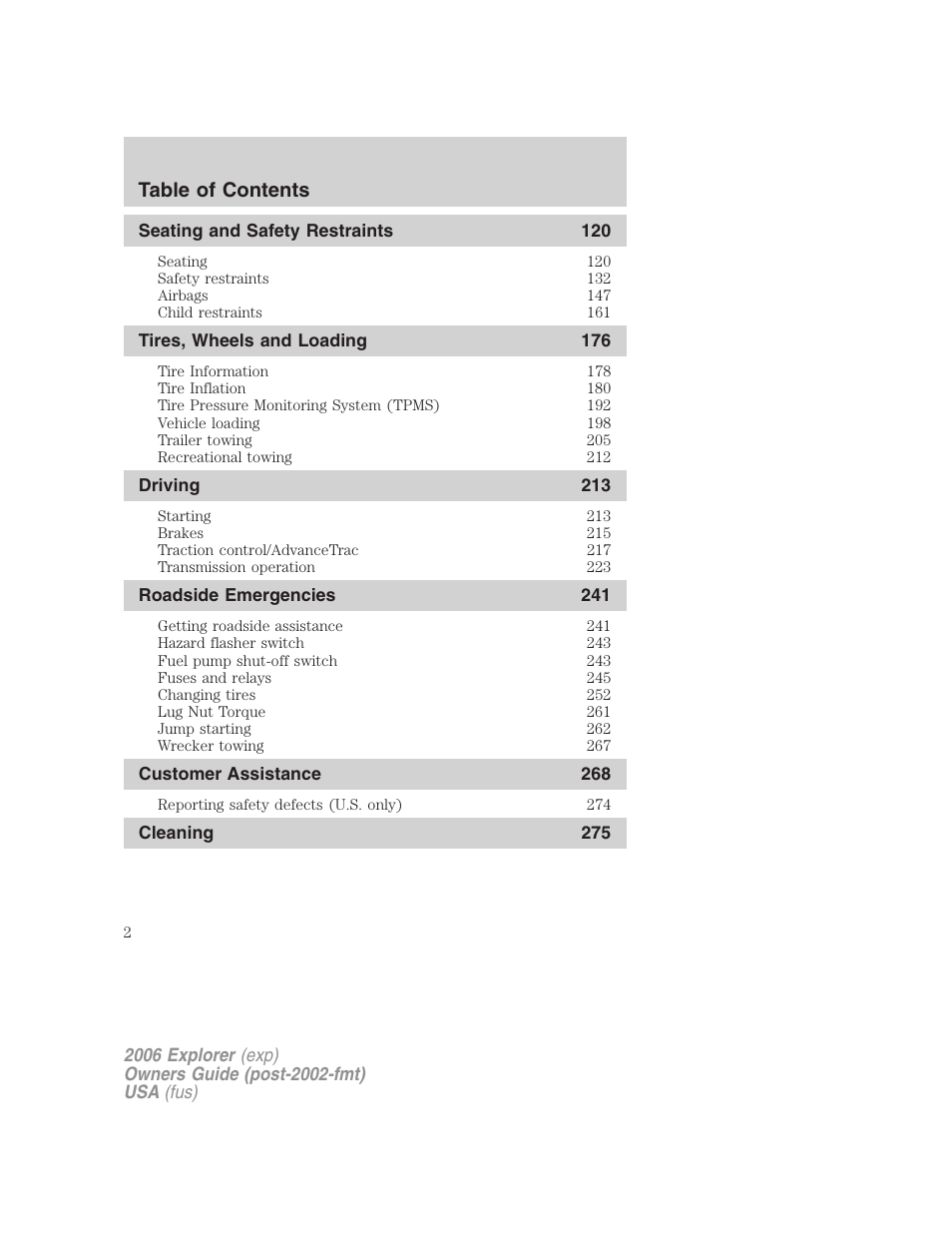 FORD 2006 Explorer v.2 User Manual | Page 2 / 336