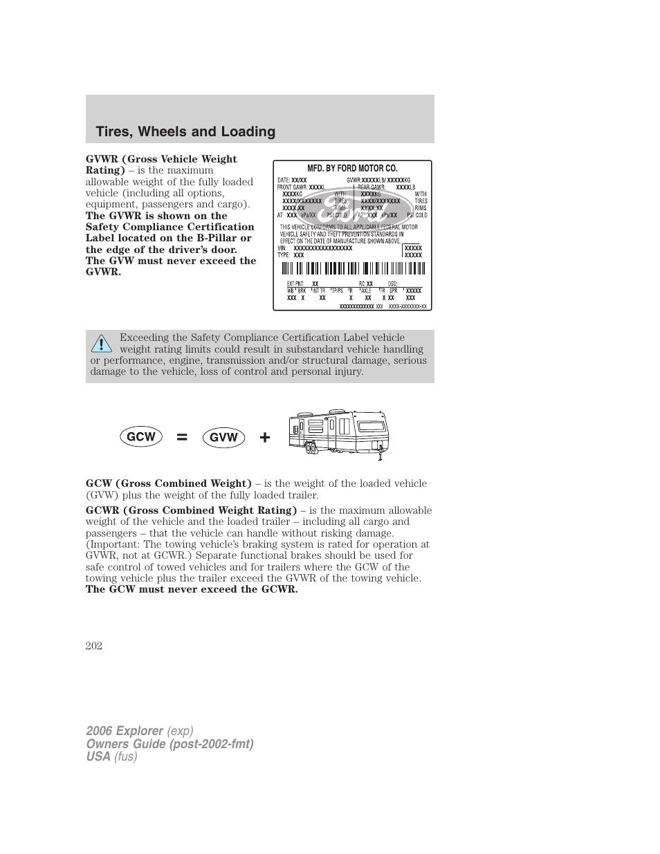 Tires, wheels and loading | FORD 2006 Explorer v.2 User Manual | Page 202 / 336