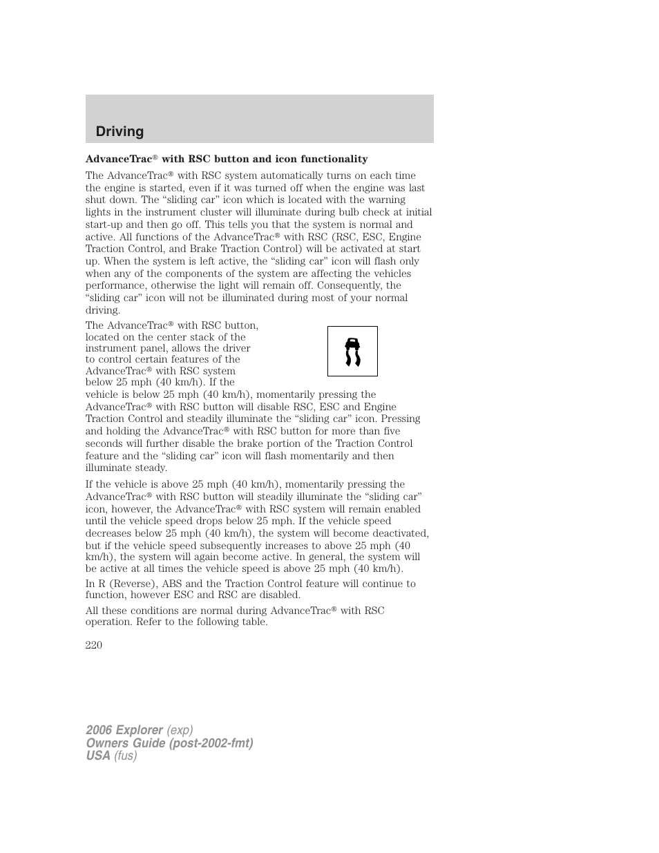 Driving | FORD 2006 Explorer v.2 User Manual | Page 220 / 336