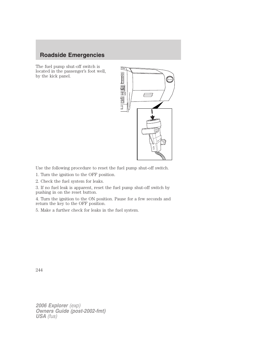 Roadside emergencies | FORD 2006 Explorer v.2 User Manual | Page 244 / 336