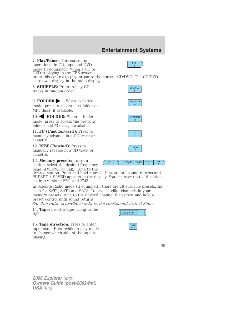 Entertainment systems | FORD 2006 Explorer v.2 User Manual | Page 29 / 336