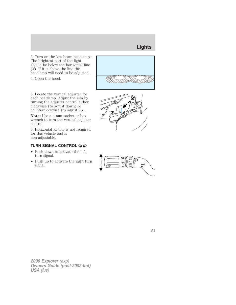 Turn signal control, Lights | FORD 2006 Explorer v.2 User Manual | Page 51 / 336