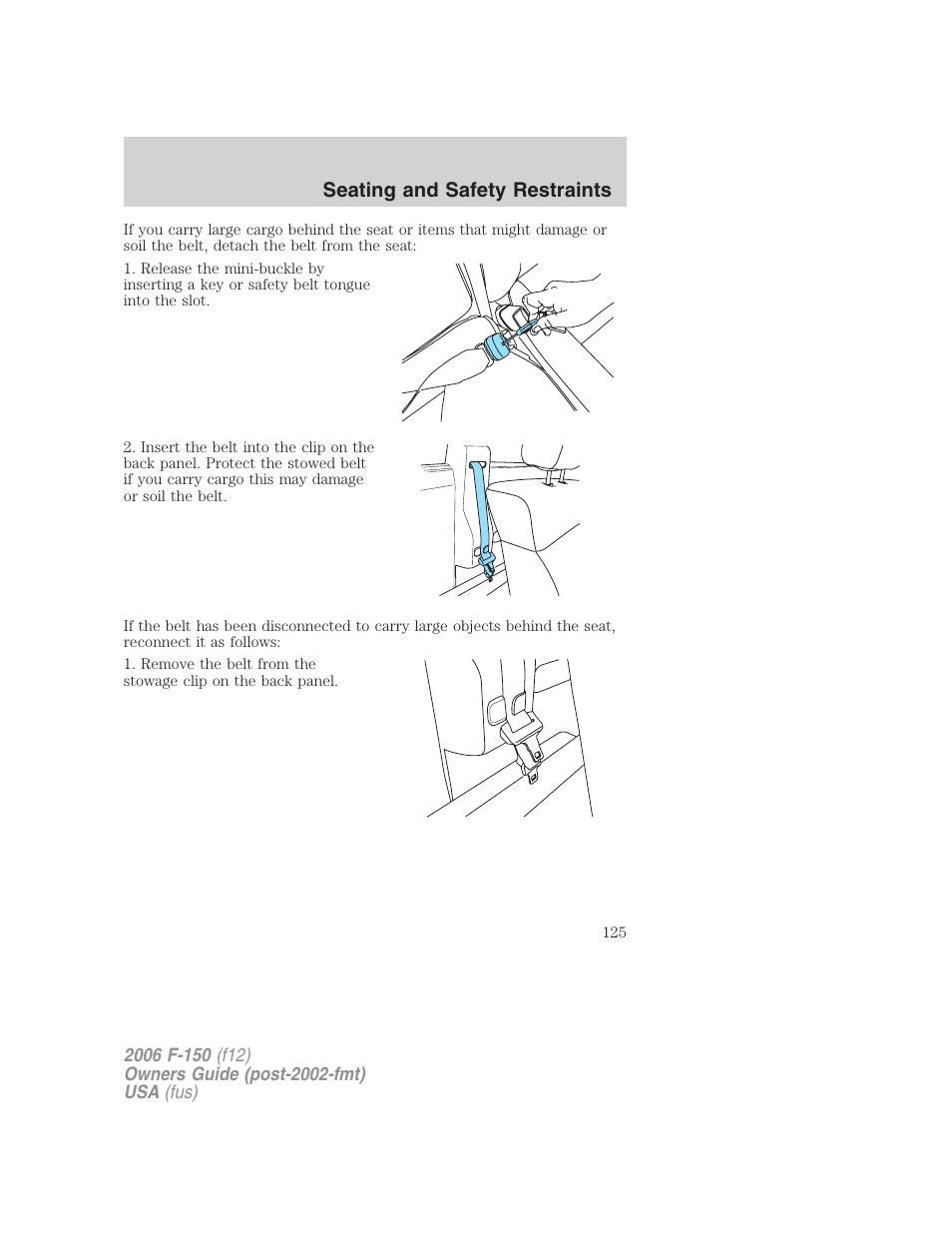 Seating and safety restraints | FORD 2006 F-150 v.2 User Manual | Page 125 / 336