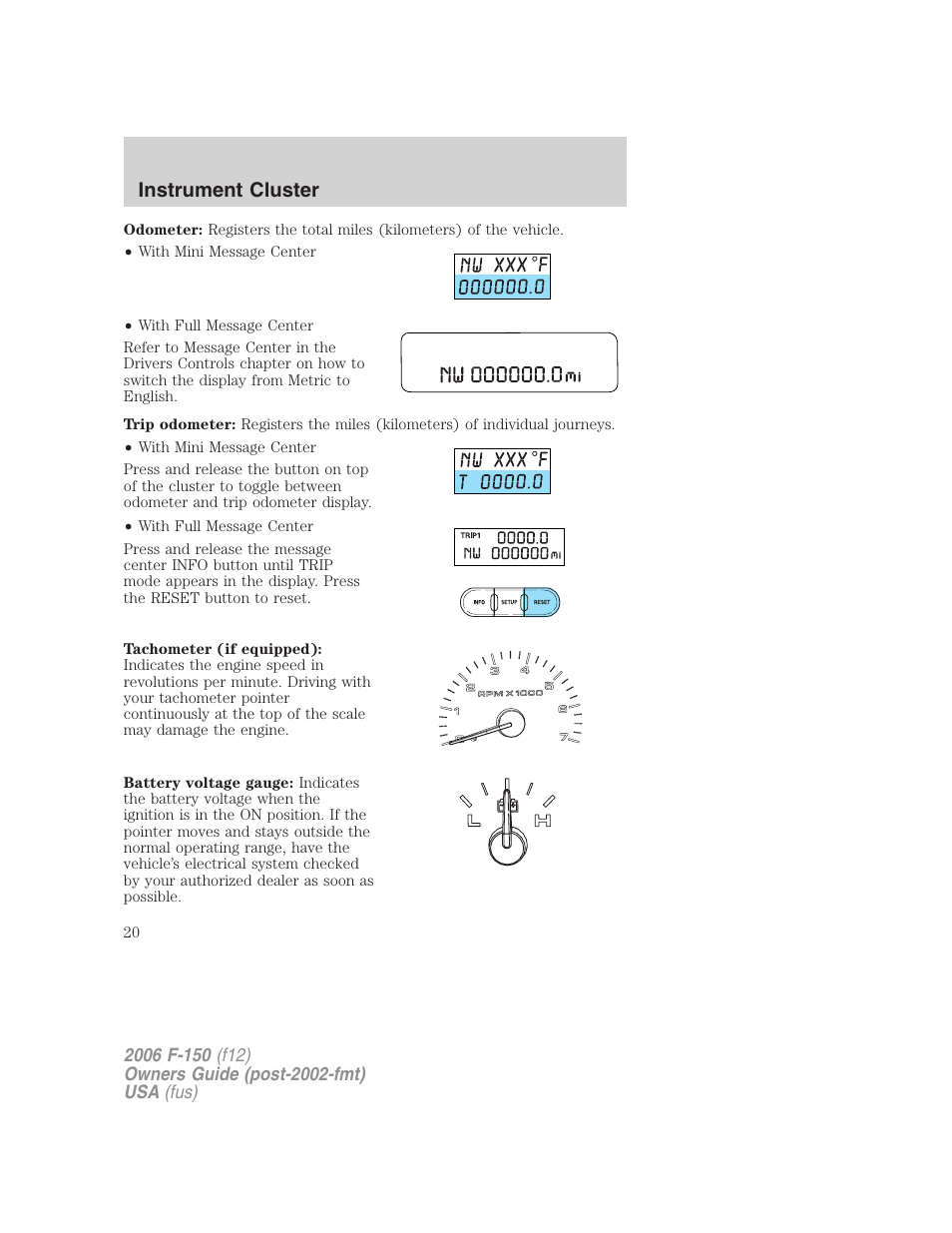 Instrument cluster | FORD 2006 F-150 v.2 User Manual | Page 20 / 336