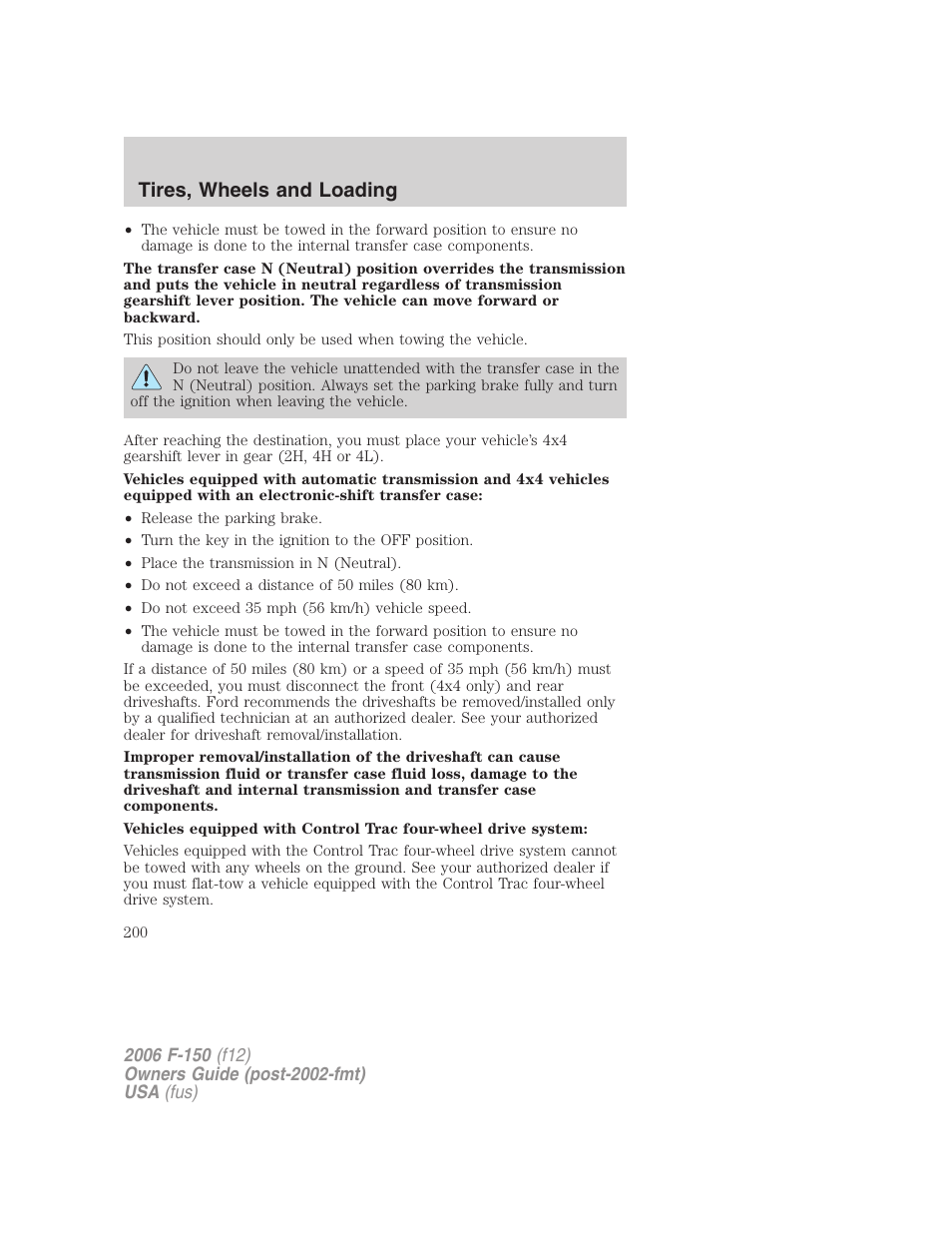 Tires, wheels and loading | FORD 2006 F-150 v.2 User Manual | Page 200 / 336