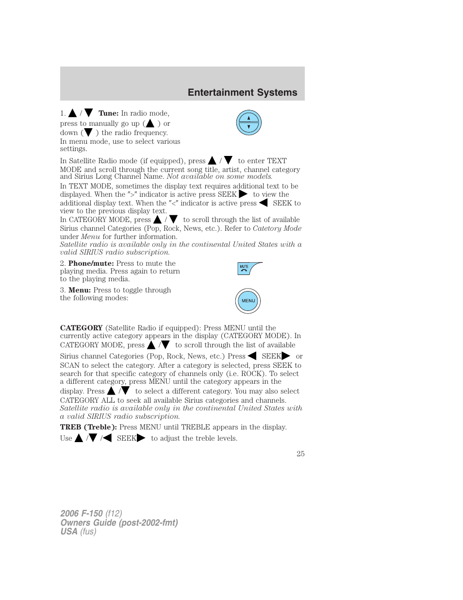 Entertainment systems | FORD 2006 F-150 v.2 User Manual | Page 25 / 336