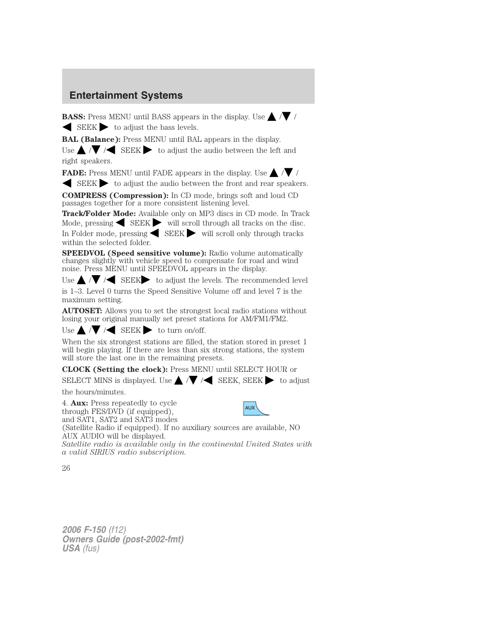 Entertainment systems | FORD 2006 F-150 v.2 User Manual | Page 26 / 336