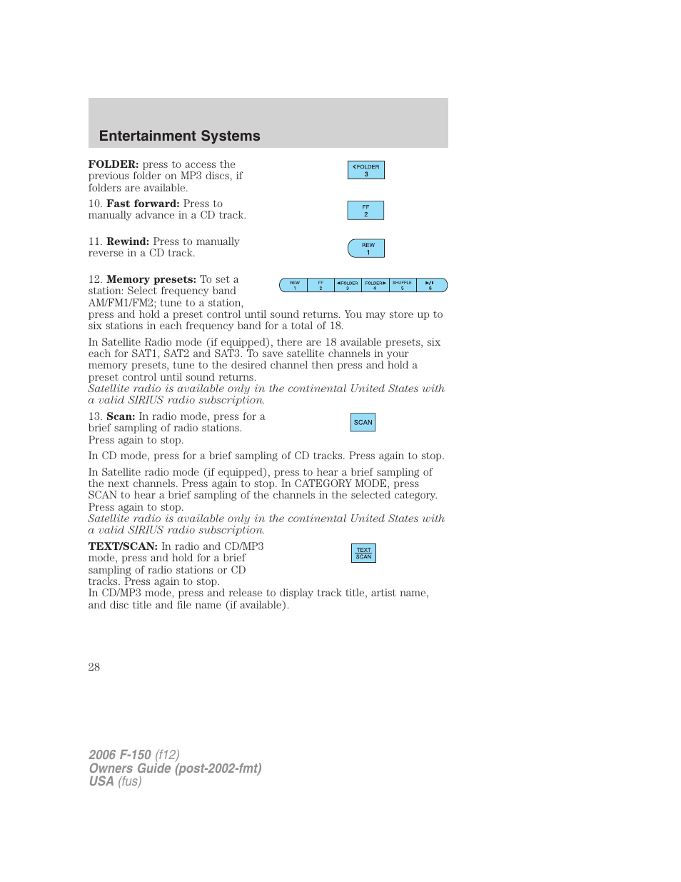 Entertainment systems | FORD 2006 F-150 v.2 User Manual | Page 28 / 336