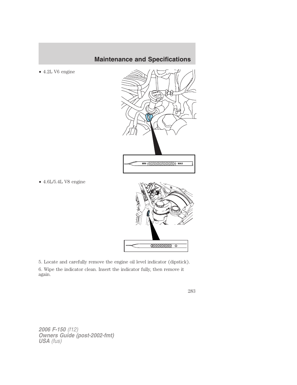 Maintenance and specifications | FORD 2006 F-150 v.2 User Manual | Page 283 / 336