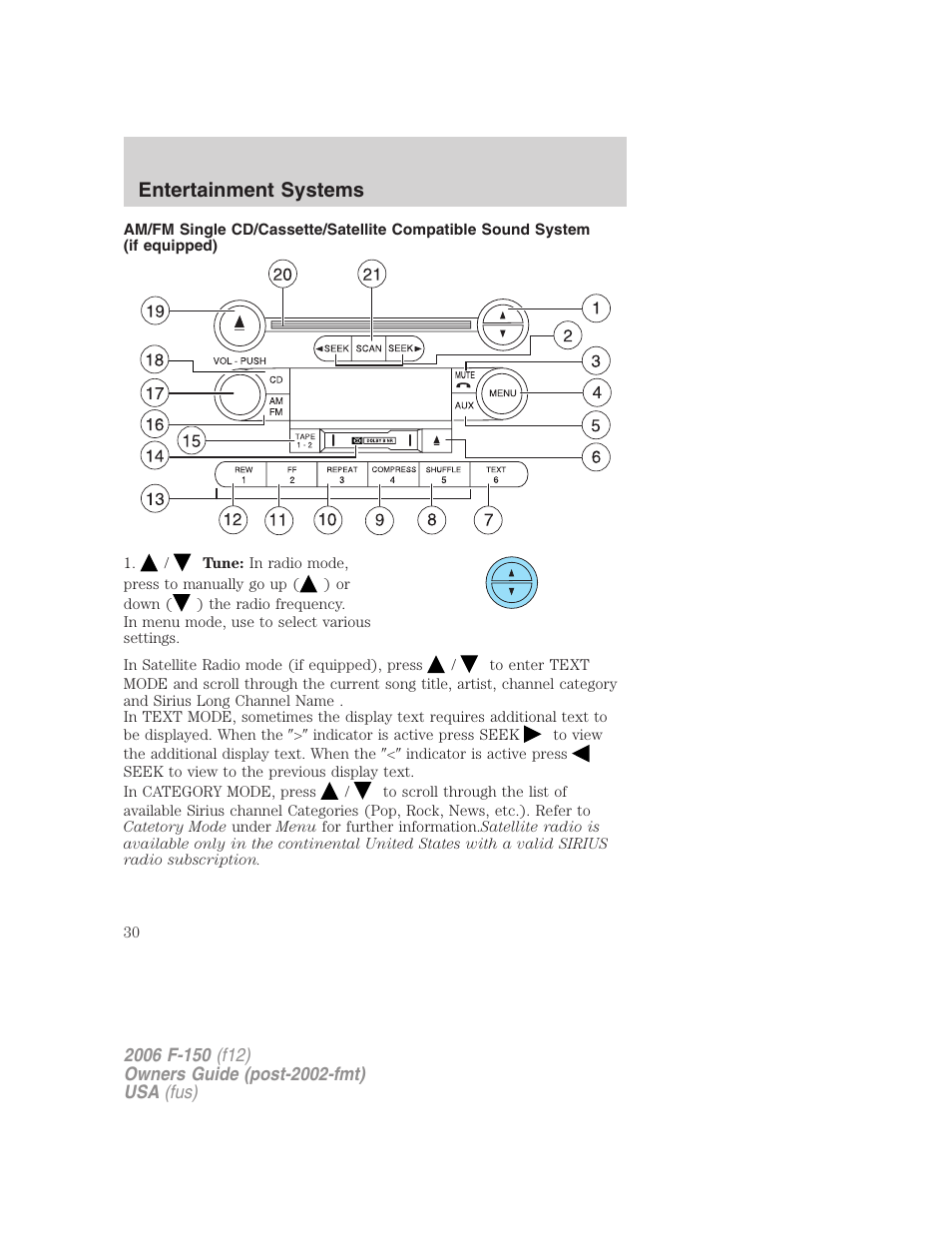 Am/fm stereo cassette with cd, Entertainment systems | FORD 2006 F-150 v.2 User Manual | Page 30 / 336