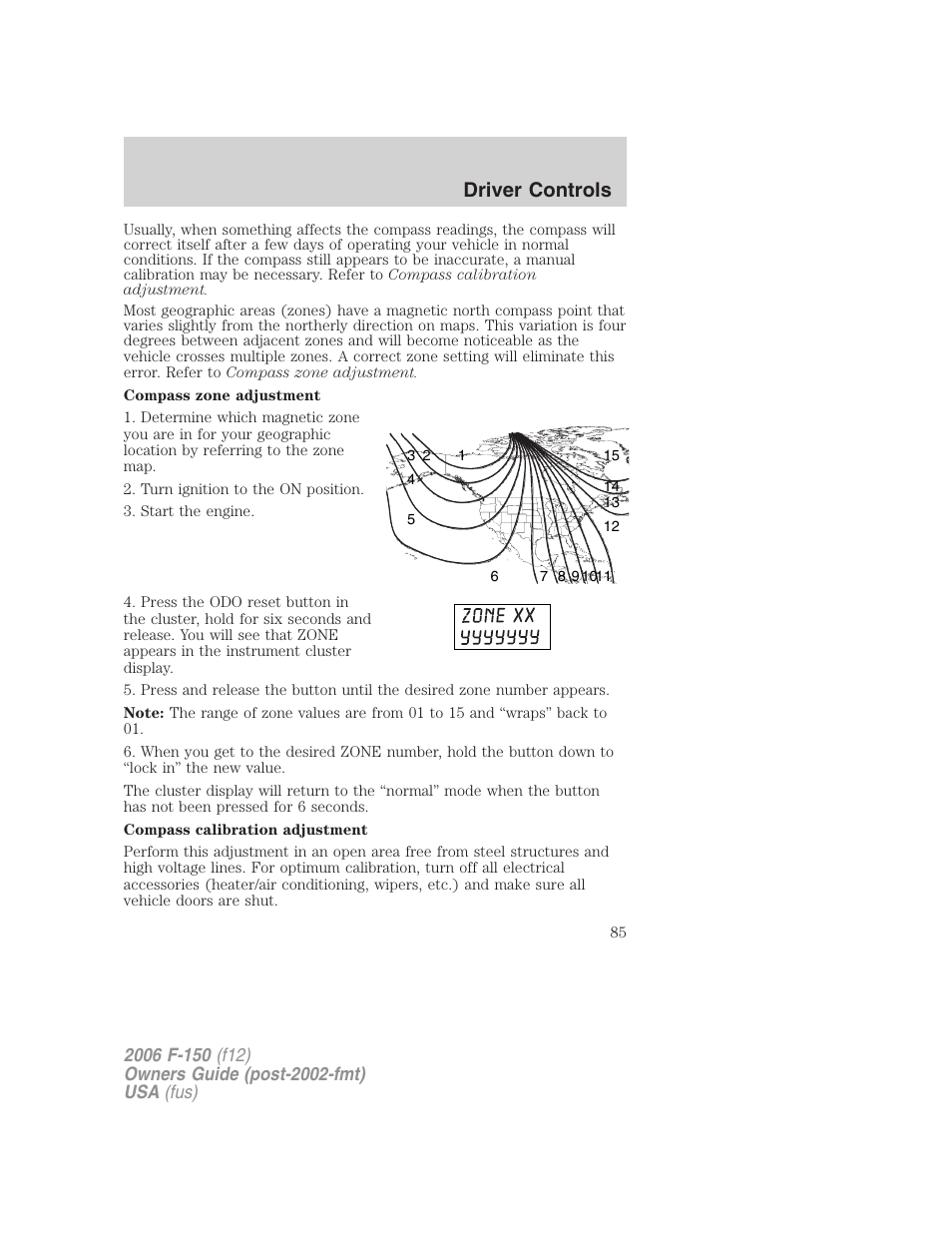 Driver controls | FORD 2006 F-150 v.2 User Manual | Page 85 / 336