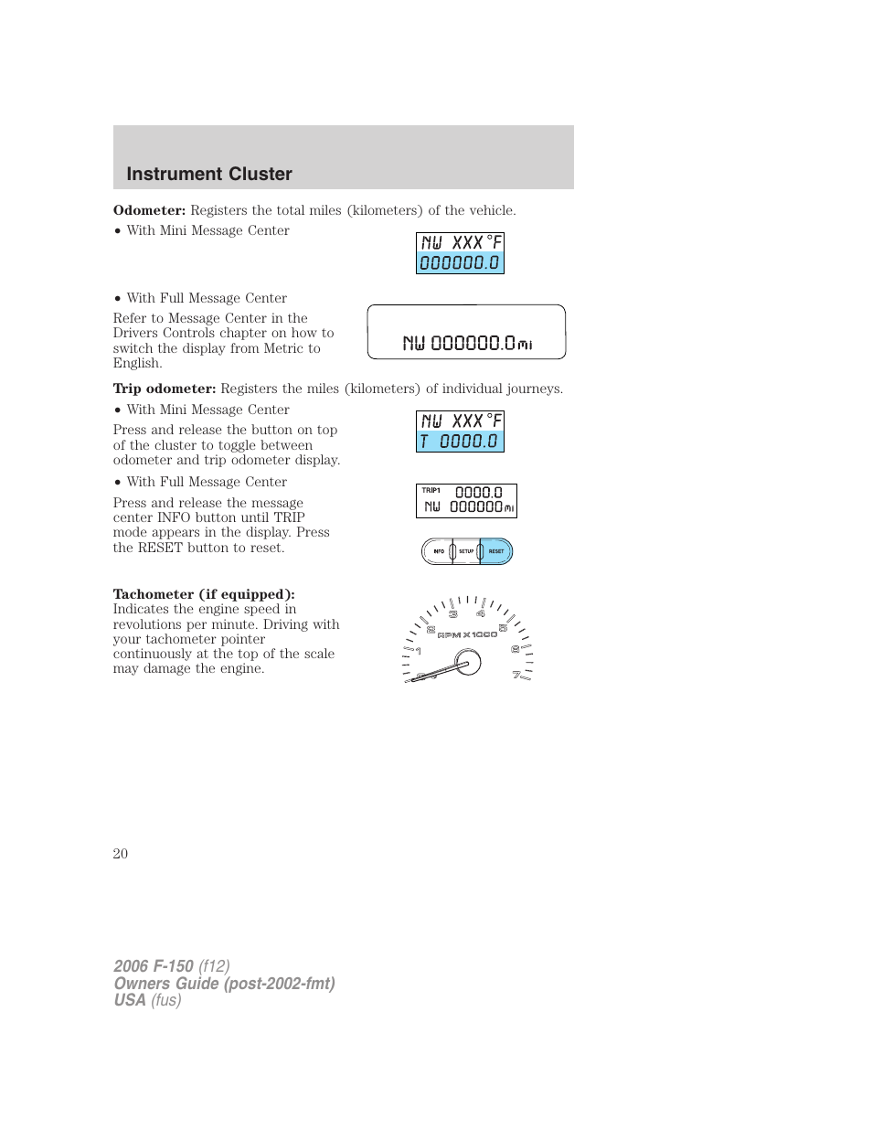 Instrument cluster | FORD 2006 F-150 v.3 User Manual | Page 20 / 336