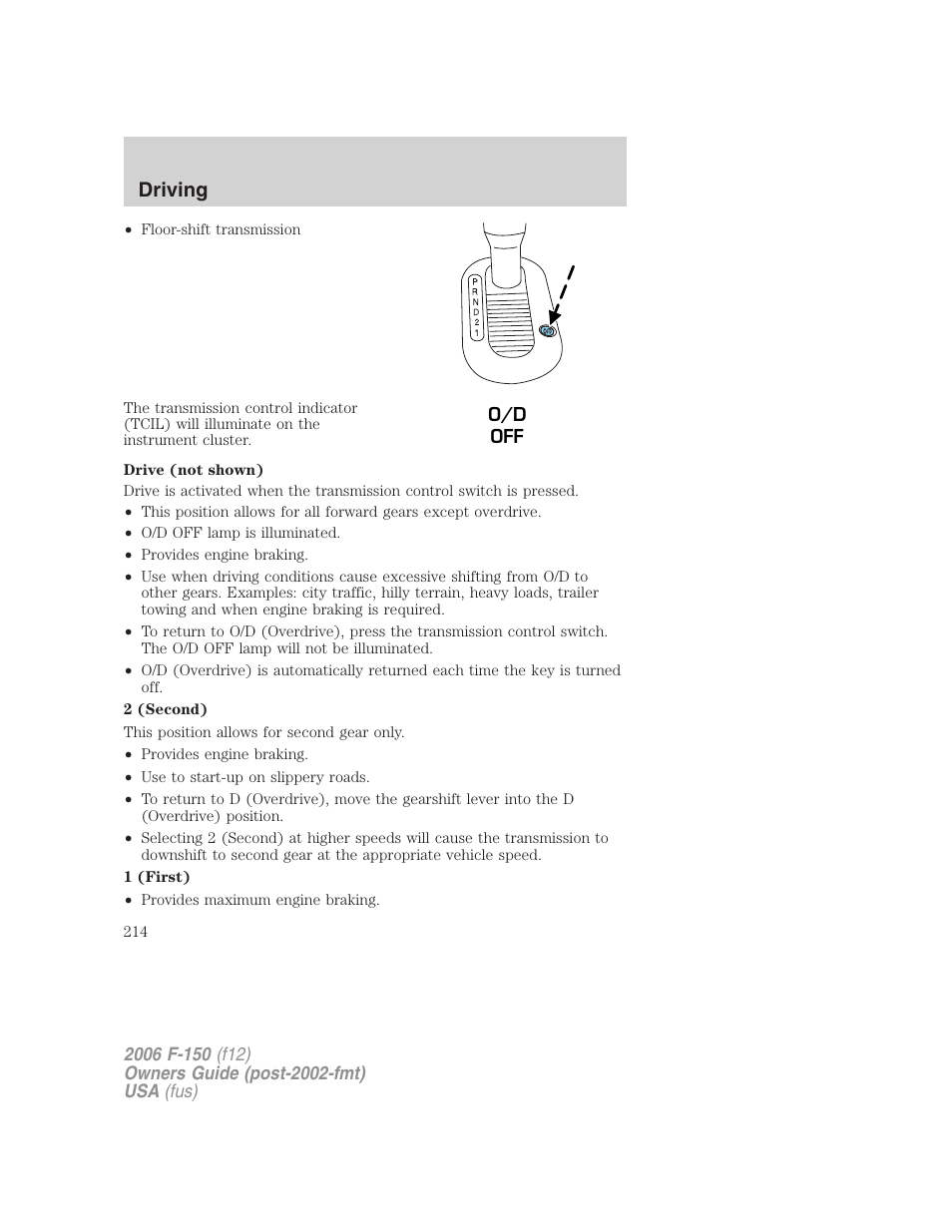 Driving | FORD 2006 F-150 v.3 User Manual | Page 214 / 336