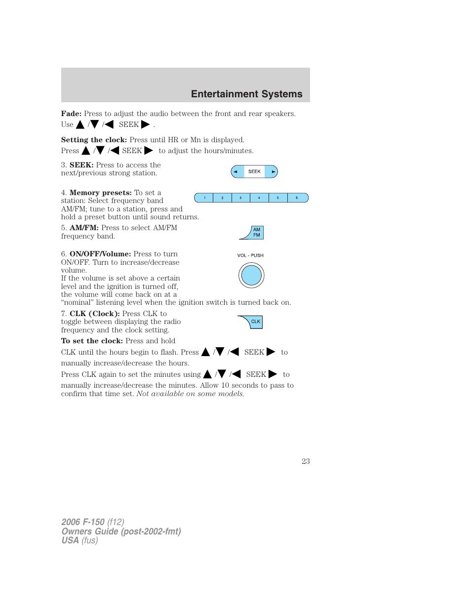 Entertainment systems | FORD 2006 F-150 v.3 User Manual | Page 23 / 336