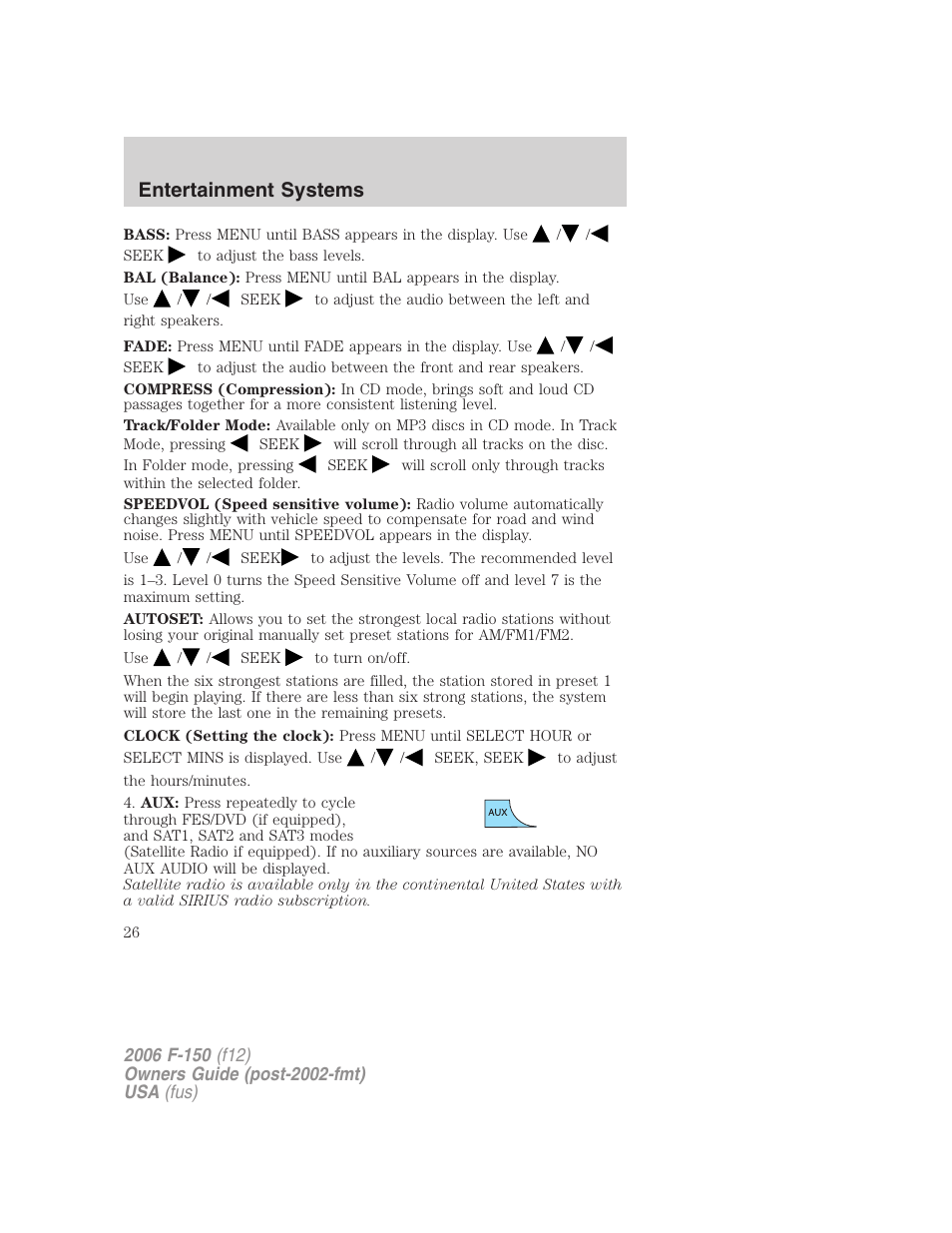 Entertainment systems | FORD 2006 F-150 v.3 User Manual | Page 26 / 336