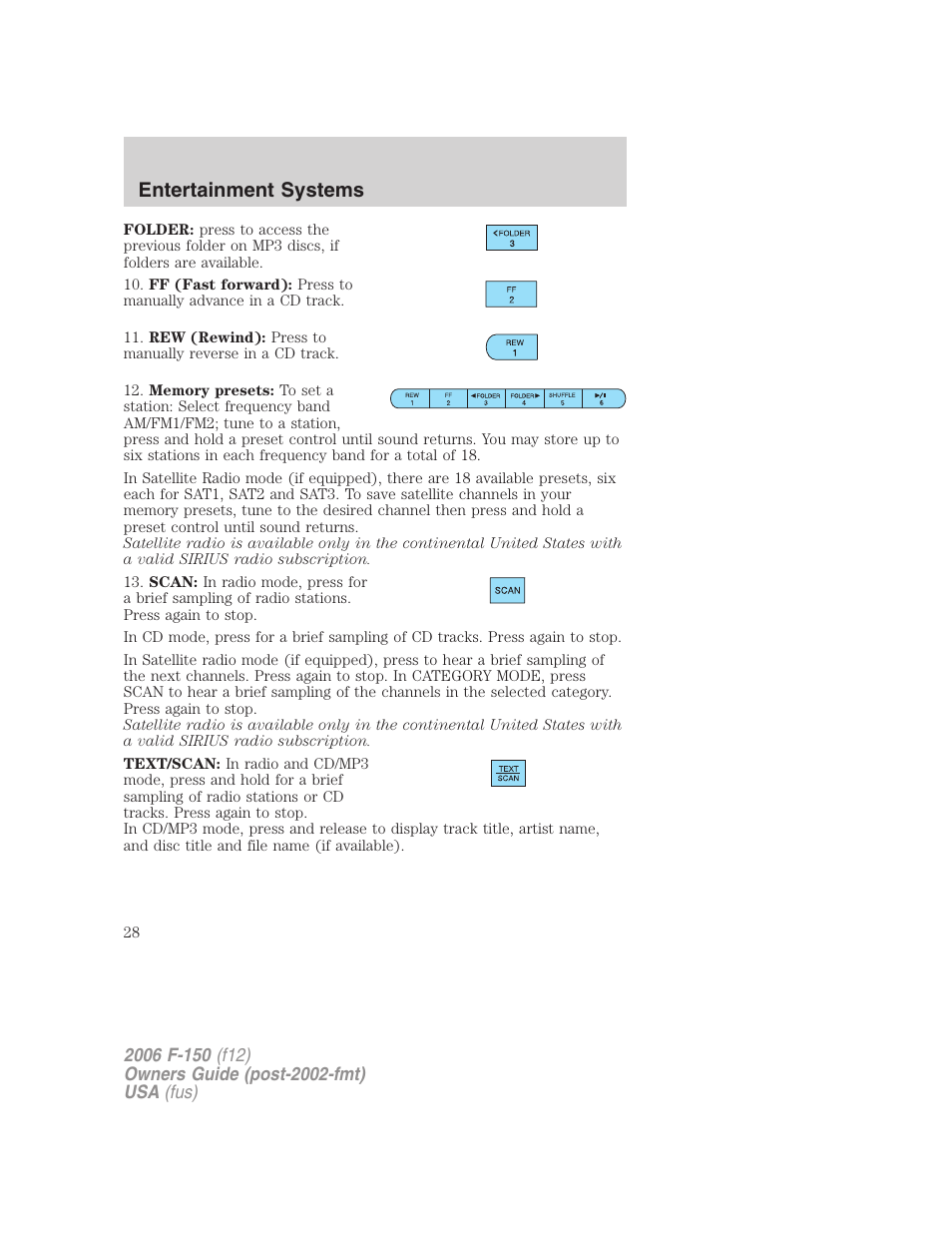 Entertainment systems | FORD 2006 F-150 v.3 User Manual | Page 28 / 336