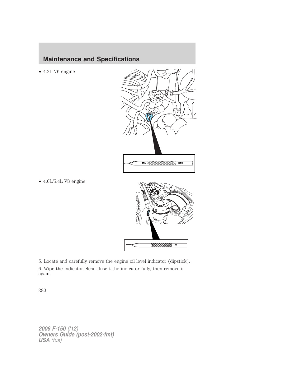 Maintenance and specifications | FORD 2006 F-150 v.3 User Manual | Page 280 / 336