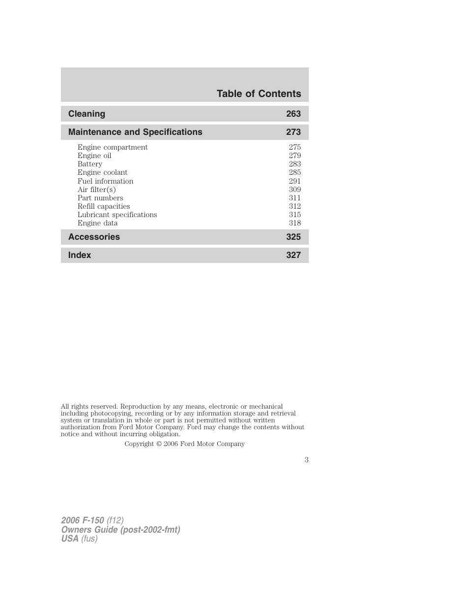 FORD 2006 F-150 v.3 User Manual | Page 3 / 336