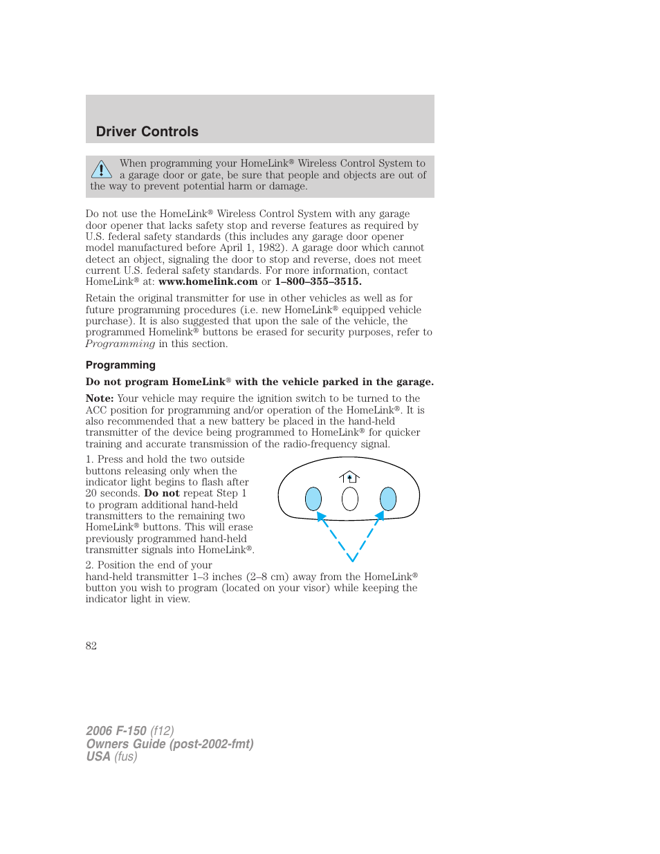 Programming, Driver controls | FORD 2006 F-150 v.3 User Manual | Page 82 / 336