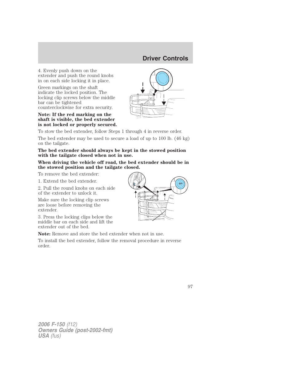 Driver controls | FORD 2006 F-150 v.3 User Manual | Page 97 / 336