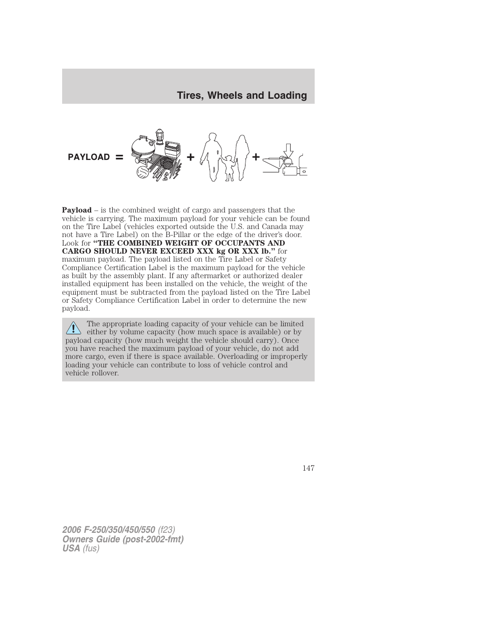 Tires, wheels and loading | FORD 2006 F-550 v.1 User Manual | Page 147 / 312