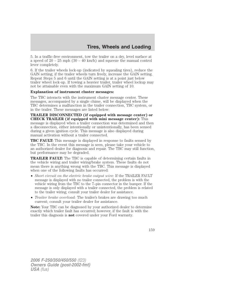 Tires, wheels and loading | FORD 2006 F-550 v.1 User Manual | Page 159 / 312