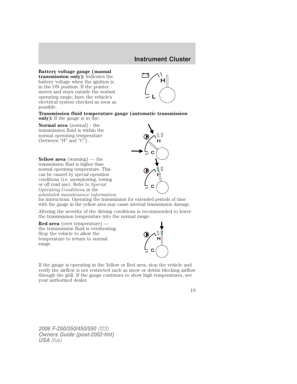 Instrument cluster | FORD 2006 F-550 v.1 User Manual | Page 19 / 312