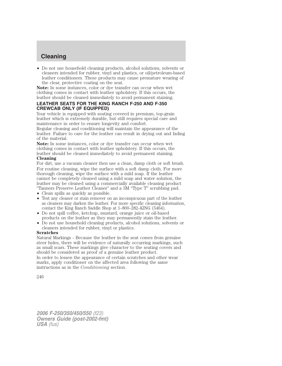 Cleaning | FORD 2006 F-550 v.1 User Manual | Page 246 / 312