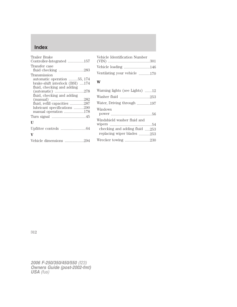 Index | FORD 2006 F-550 v.1 User Manual | Page 312 / 312
