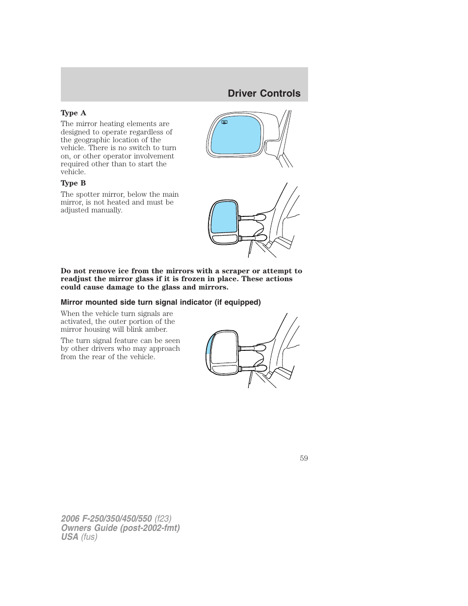 Driver controls | FORD 2006 F-550 v.1 User Manual | Page 59 / 312