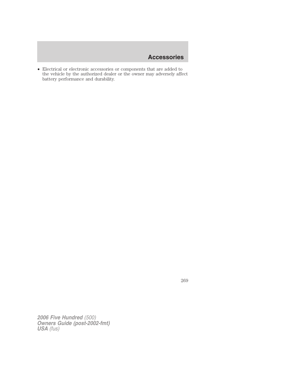 FORD 2006 Five Hundred v.2 User Manual | Page 269 / 280