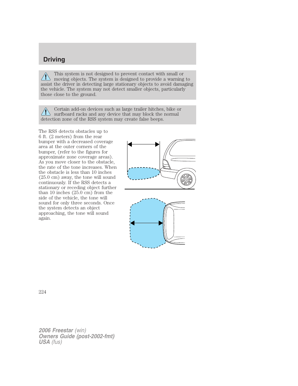Driving | FORD 2006 Freestar v.1 User Manual | Page 224 / 320