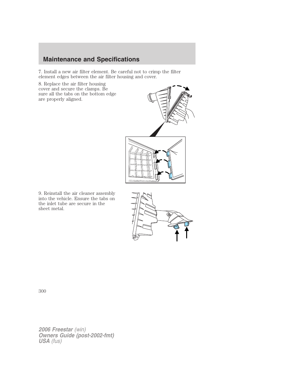 Maintenance and specifications | FORD 2006 Freestar v.1 User Manual | Page 300 / 320