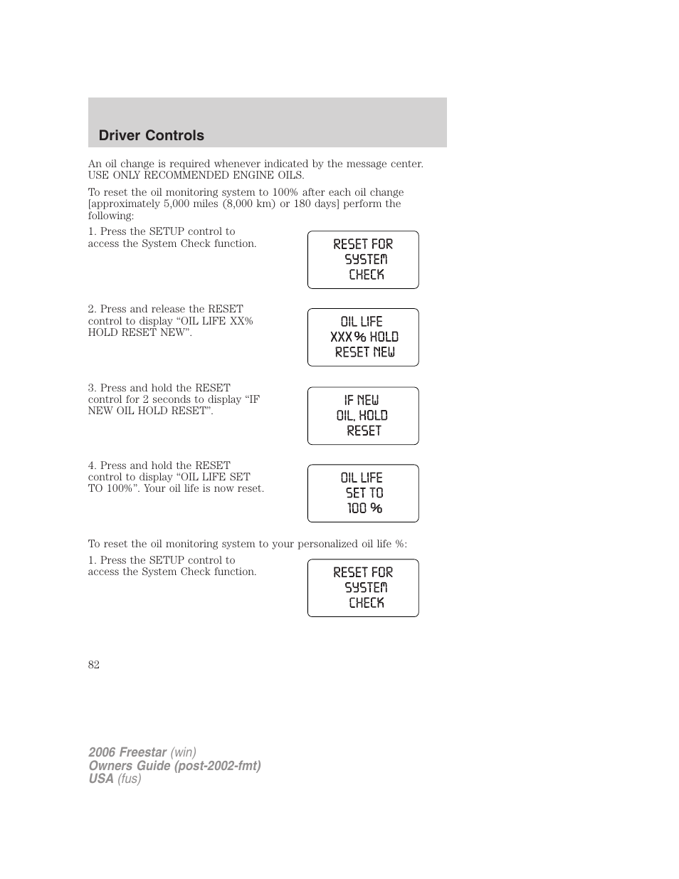 Driver controls | FORD 2006 Freestar v.1 User Manual | Page 82 / 320