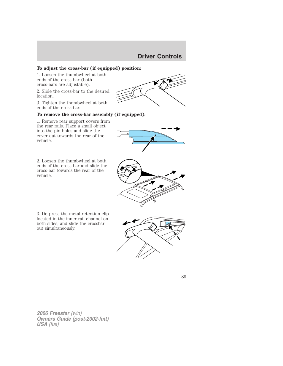 Driver controls | FORD 2006 Freestar v.1 User Manual | Page 89 / 320