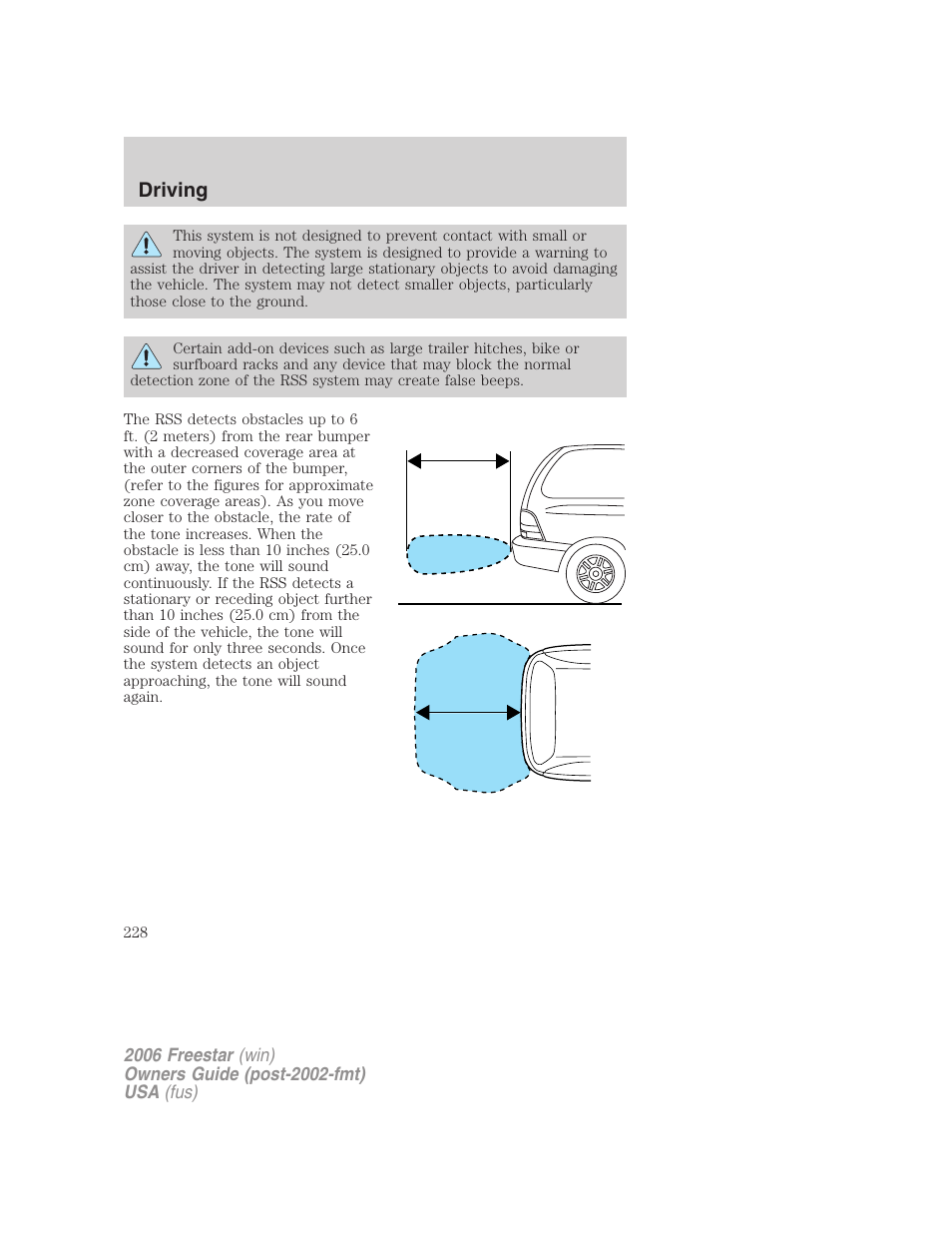 Driving | FORD 2006 Freestar v.2 User Manual | Page 228 / 328