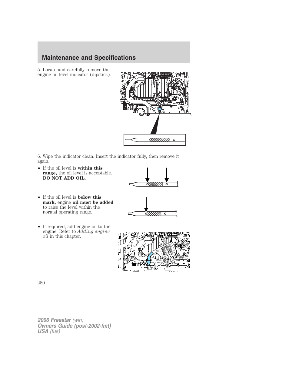 Maintenance and specifications | FORD 2006 Freestar v.2 User Manual | Page 280 / 328