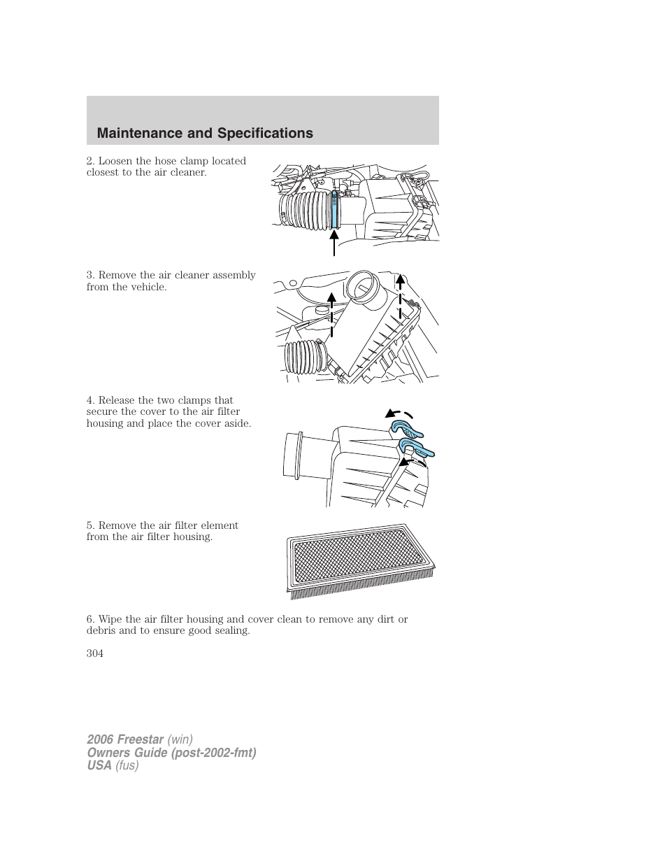 Maintenance and specifications | FORD 2006 Freestar v.2 User Manual | Page 304 / 328