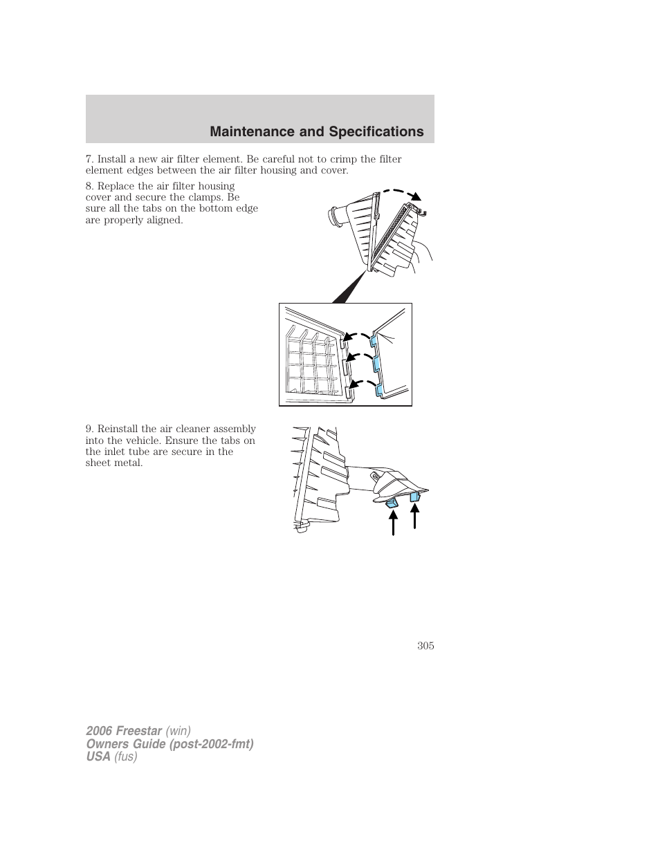 Maintenance and specifications | FORD 2006 Freestar v.2 User Manual | Page 305 / 328