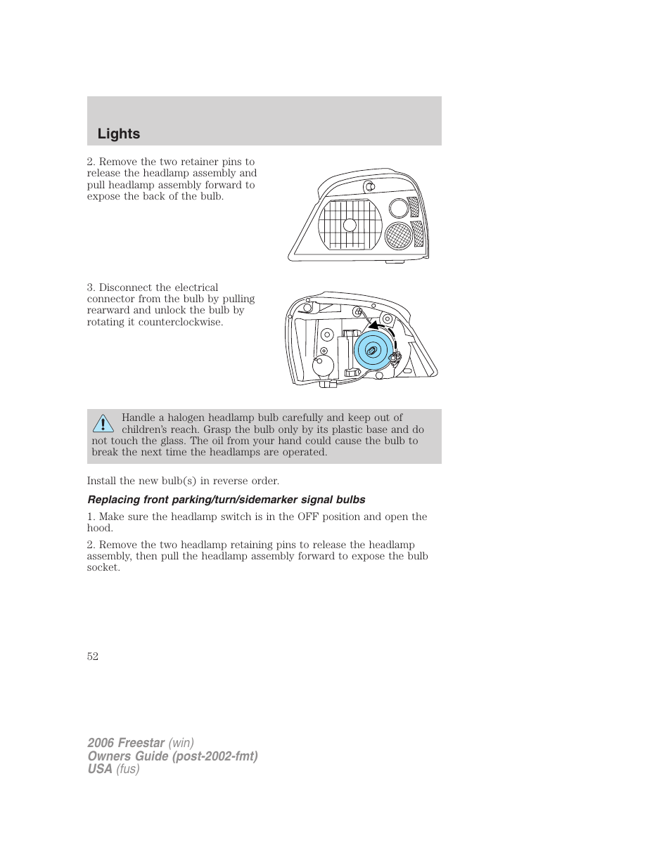 Lights | FORD 2006 Freestar v.2 User Manual | Page 52 / 328