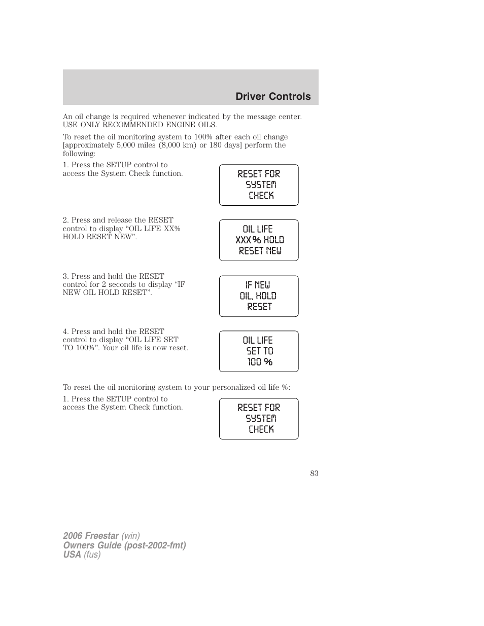 Driver controls | FORD 2006 Freestar v.2 User Manual | Page 83 / 328