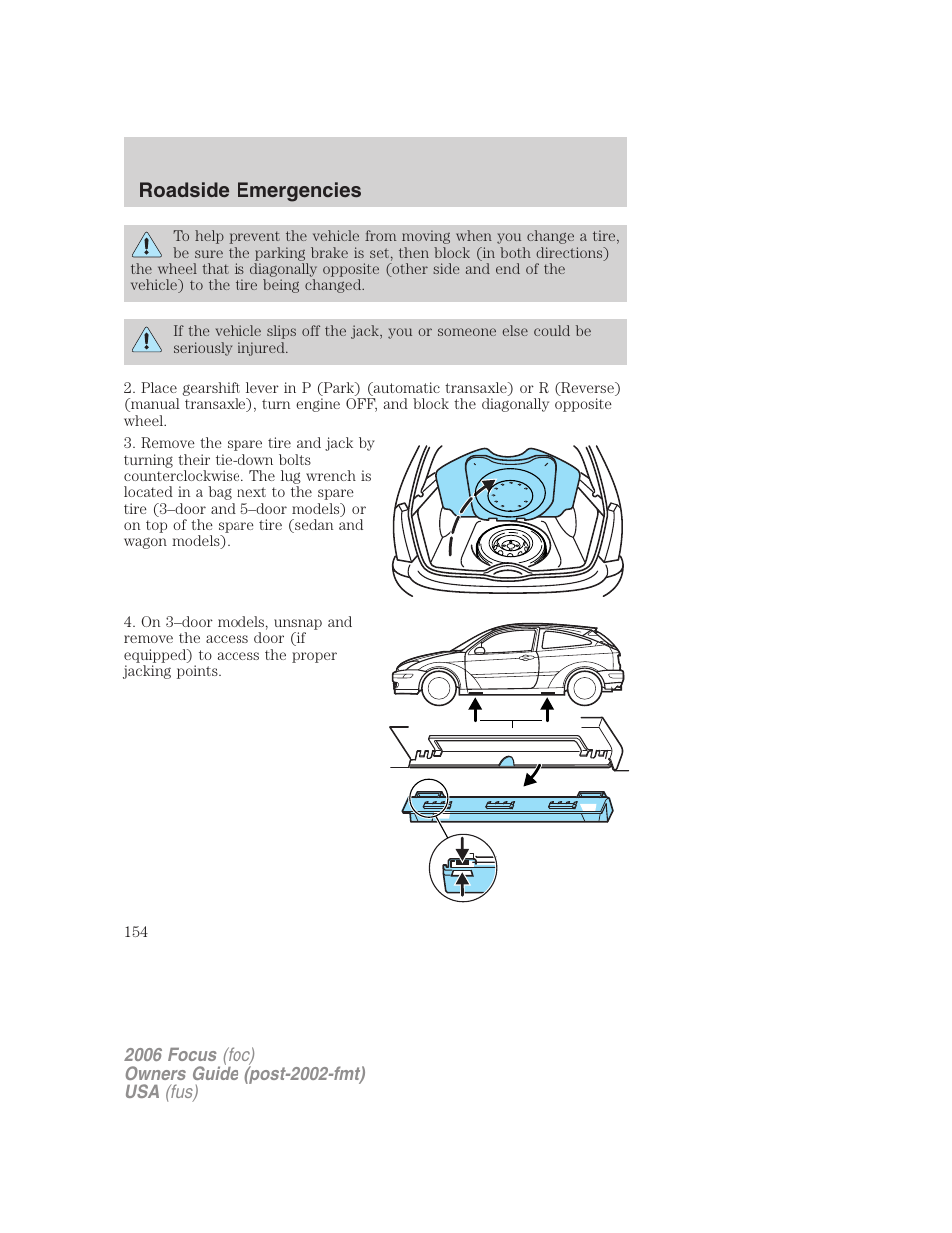Roadside emergencies | FORD 2006 Focus v.1 User Manual | Page 154 / 224