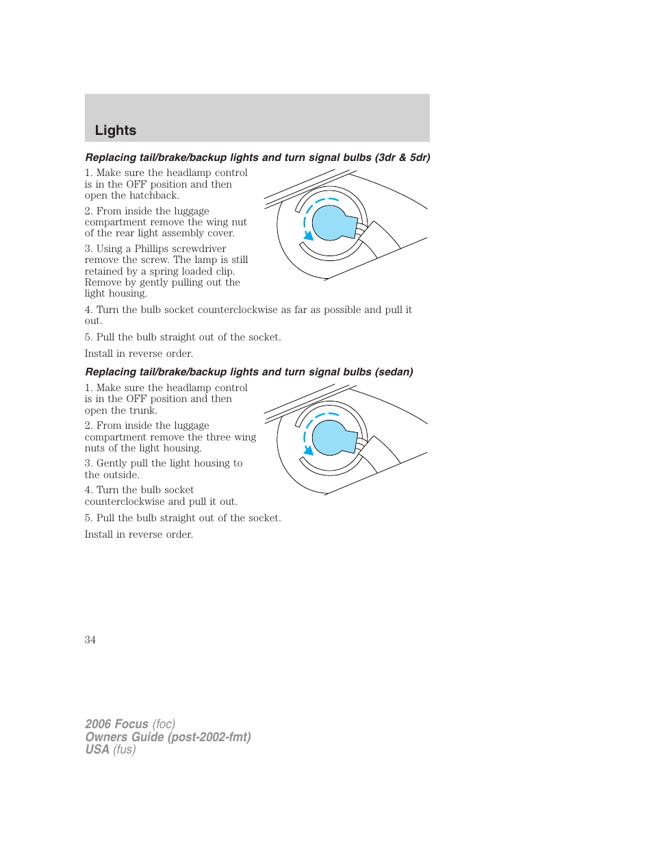 Lights | FORD 2006 Focus v.1 User Manual | Page 34 / 224