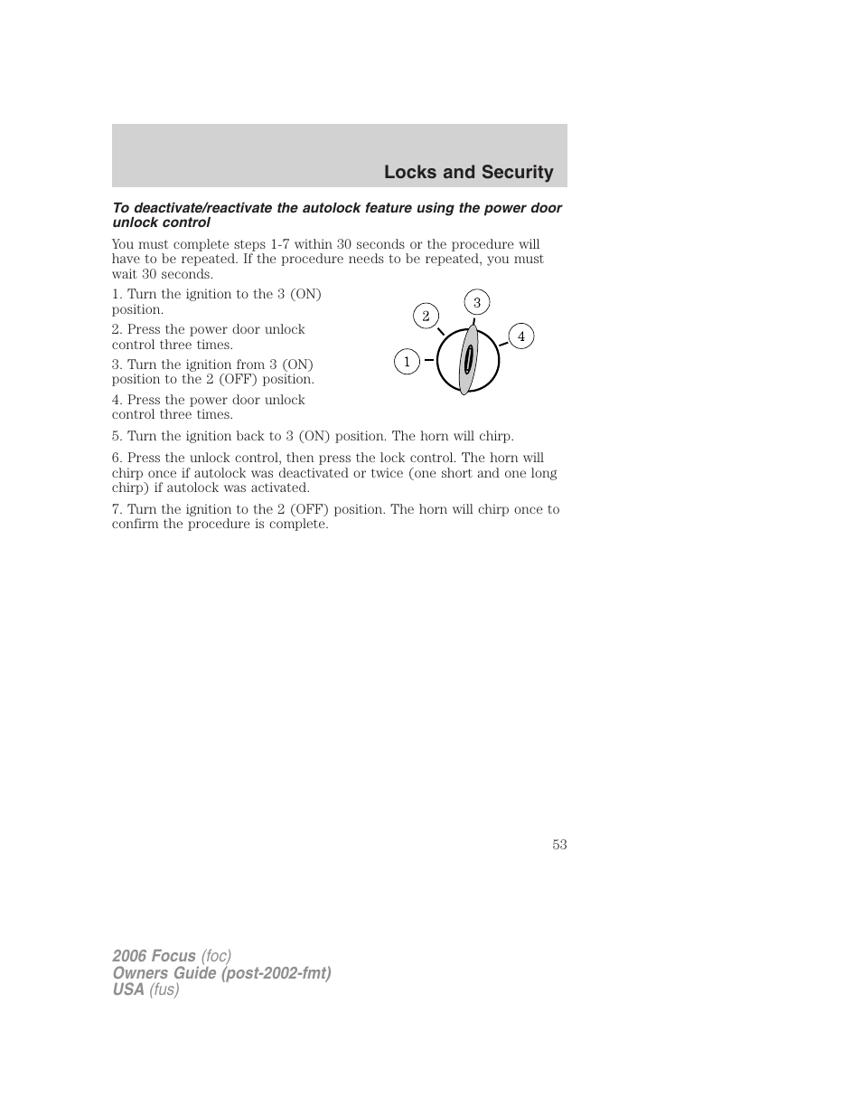 Locks and security | FORD 2006 Focus v.1 User Manual | Page 53 / 224