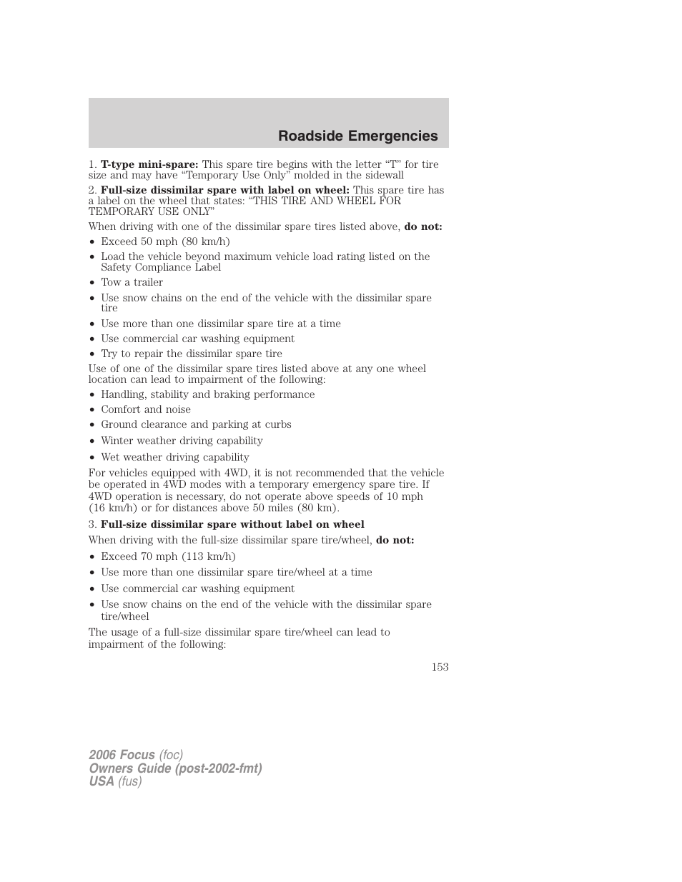 Roadside emergencies | FORD 2006 Focus v.2 User Manual | Page 153 / 224